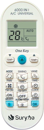 CONTROLE REMOTO AC SPLIT UNIVERSAL HI WALL 6.000 CODIGOS - SURYHA
